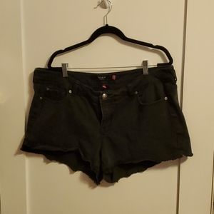 Black denim shorts